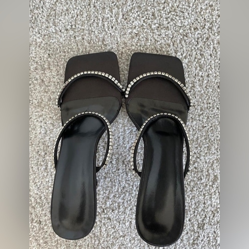 Rhinestone Decor Stiletto Heeled Mules